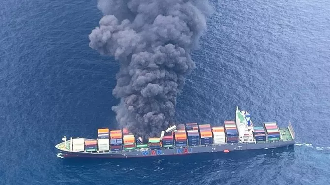 Cargo Vessel Hit by Projectile in Gulf, Causing Large Explosion ...