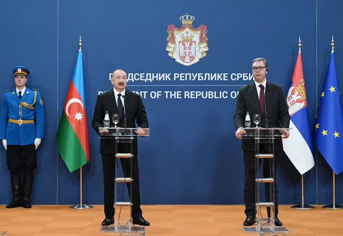 Latest News & Breaking Stories | Stay Updated with Caspianpost.com - President of Azerbaijan Ilham Aliyev and President of Serbia Aleksandar Vučić Made Press Statements