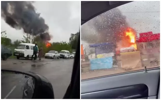 Explosion at Uzbekistan's Gas Station Triggers Fire During Fuel Transfer
