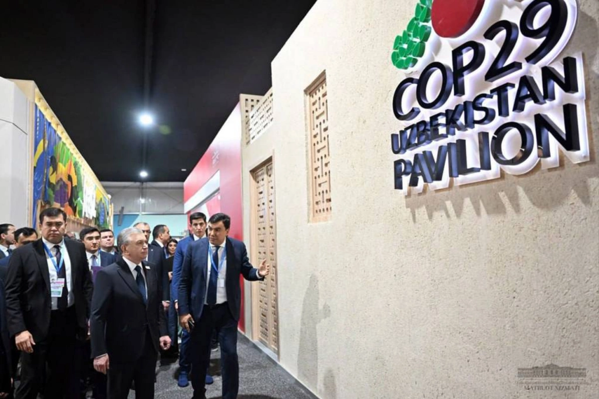 President Shavkat Mirziyoyev Visits Uzbekistans Pavillion at COP29