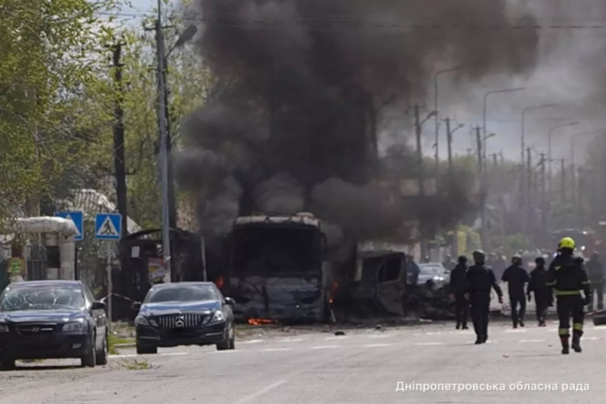 Russian Drone Strike Hits Dnipro, Leaving Fire and Casualties