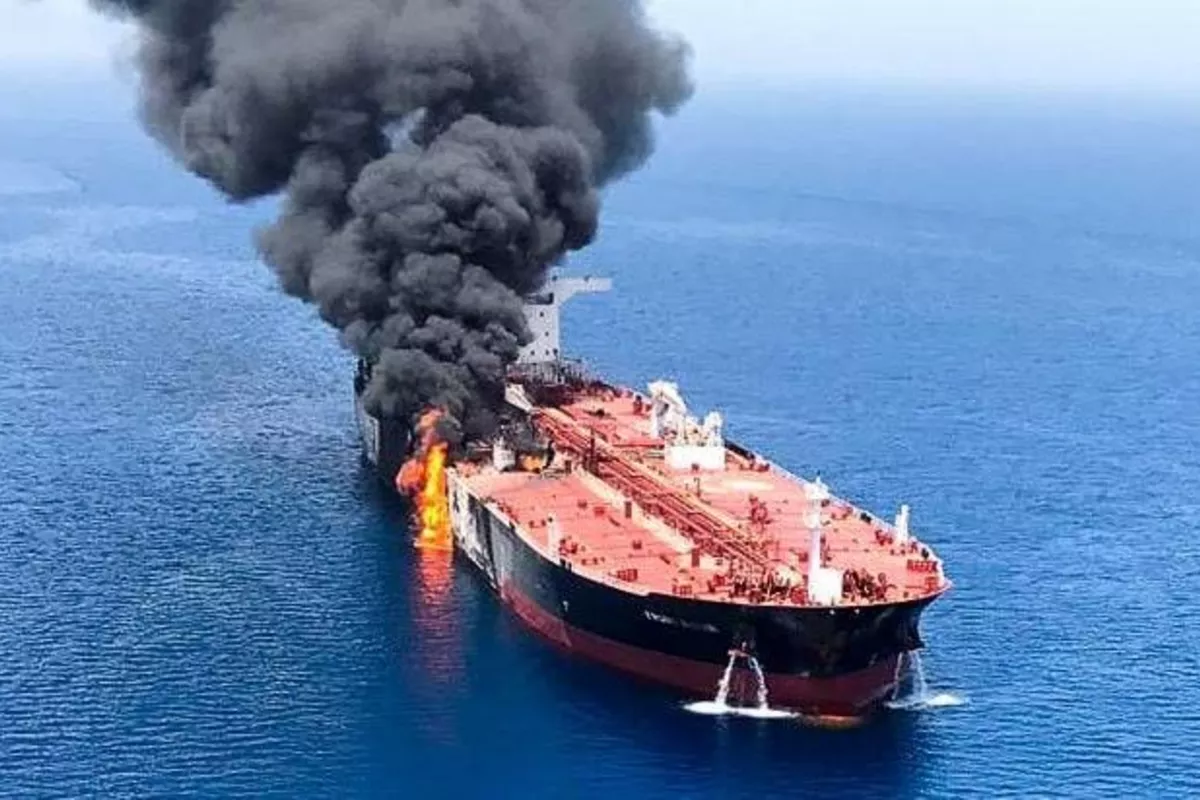 Ship Catches Fire in Strait of Hormuz; Oil Spill Reported