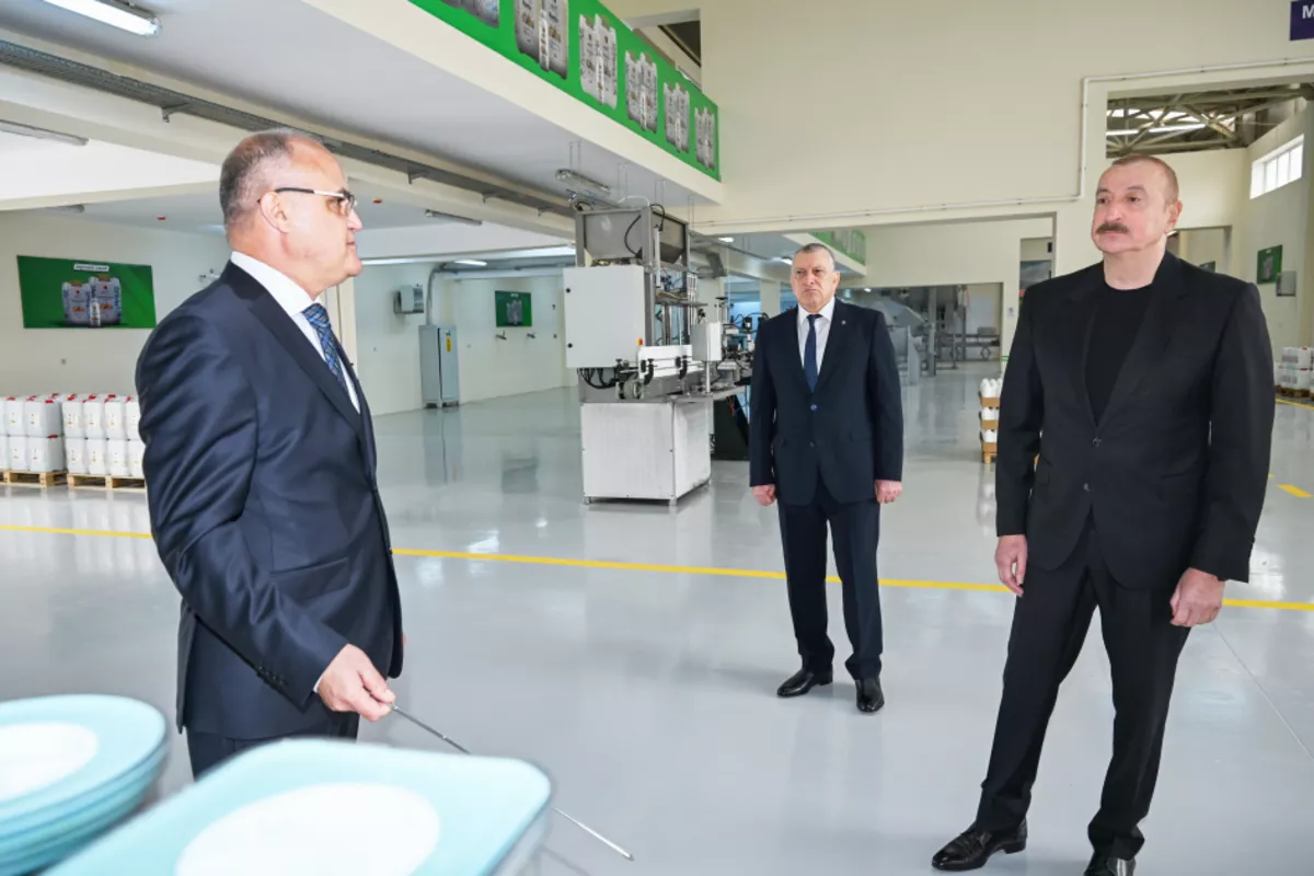 President Ilham Aliyev Tours Agrochemical Production Facility in Sabirabad