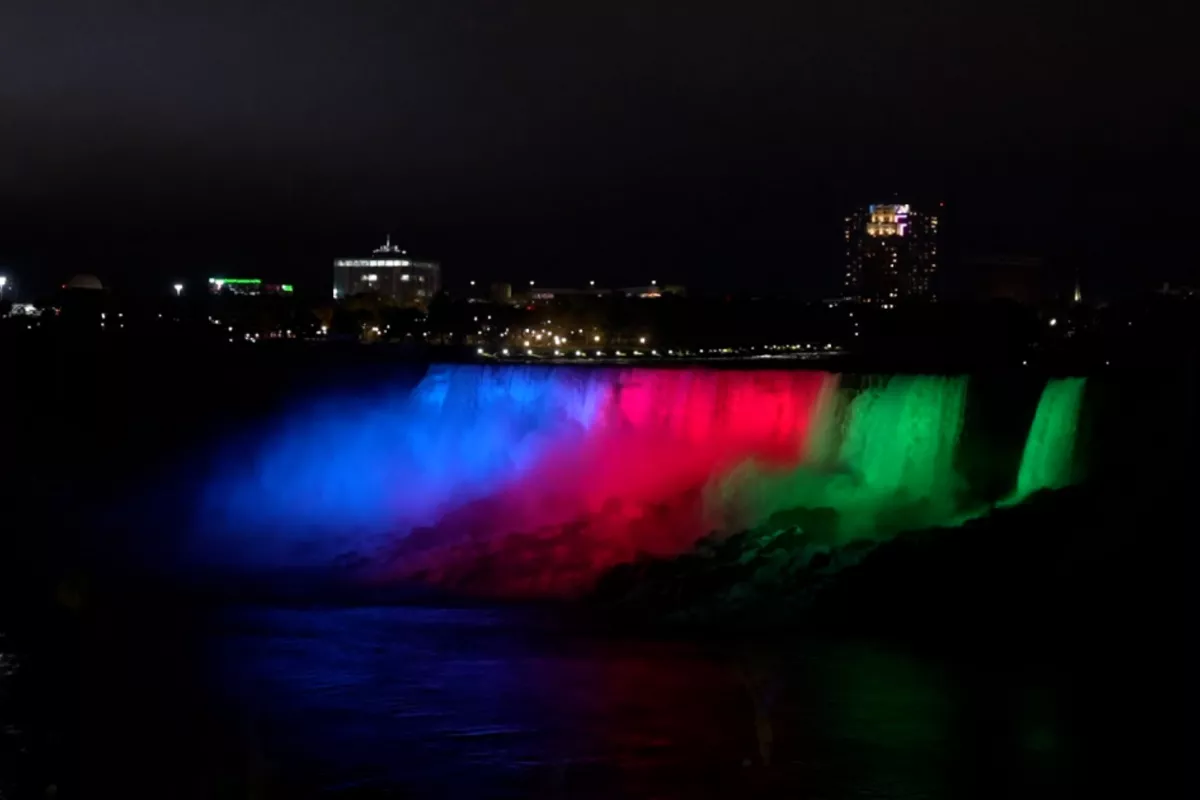 Niagara Falls Lights Up in Colors of Azerbaijani Flag