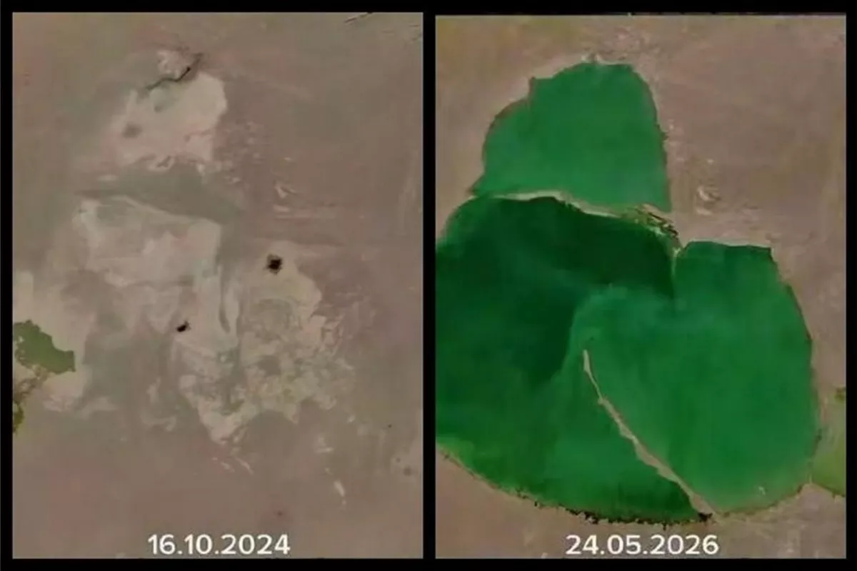 Giant Lake Emerges in Uzbekistan’s Desert After Extreme Rainfall