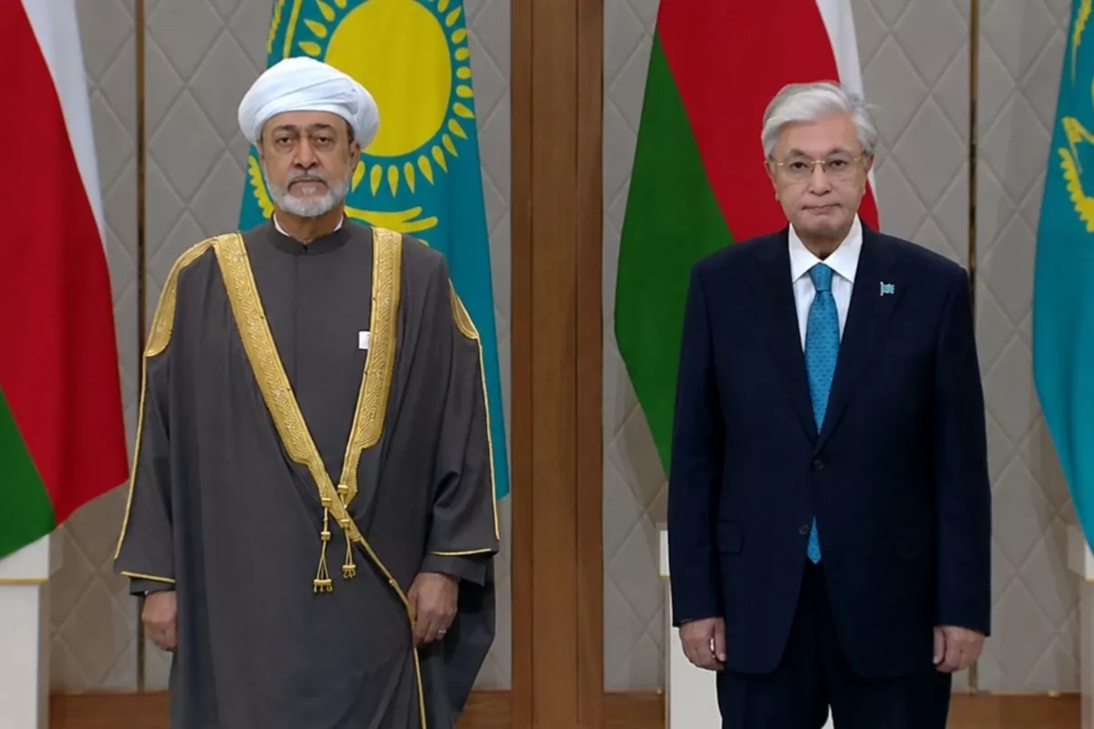 Oman’s Sultan Arrives at Kazakhstan’s Palace of Independence for Talks With President