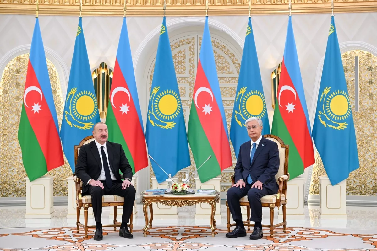 Azerbaijan and Kazakhstan Presidents Hold Private Meeting