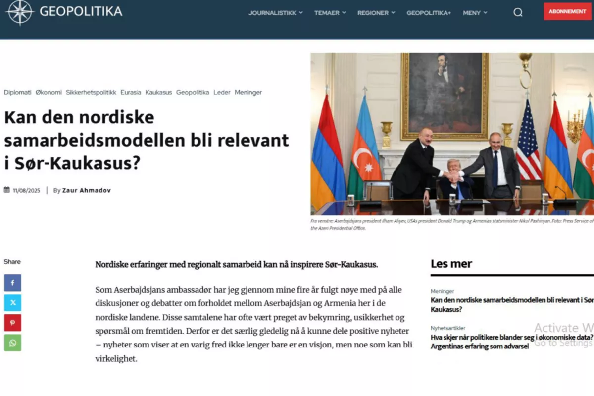 Norwegian Publication Highlights Peace Agreement Initialed in Washington