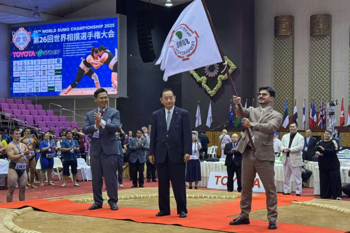 2026 Sumo World Championships Flag Officially Handover to Azerbaijan