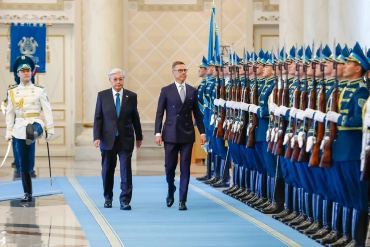 Kazakh President Welcomes Finnish Counterpart at Presidential Palace