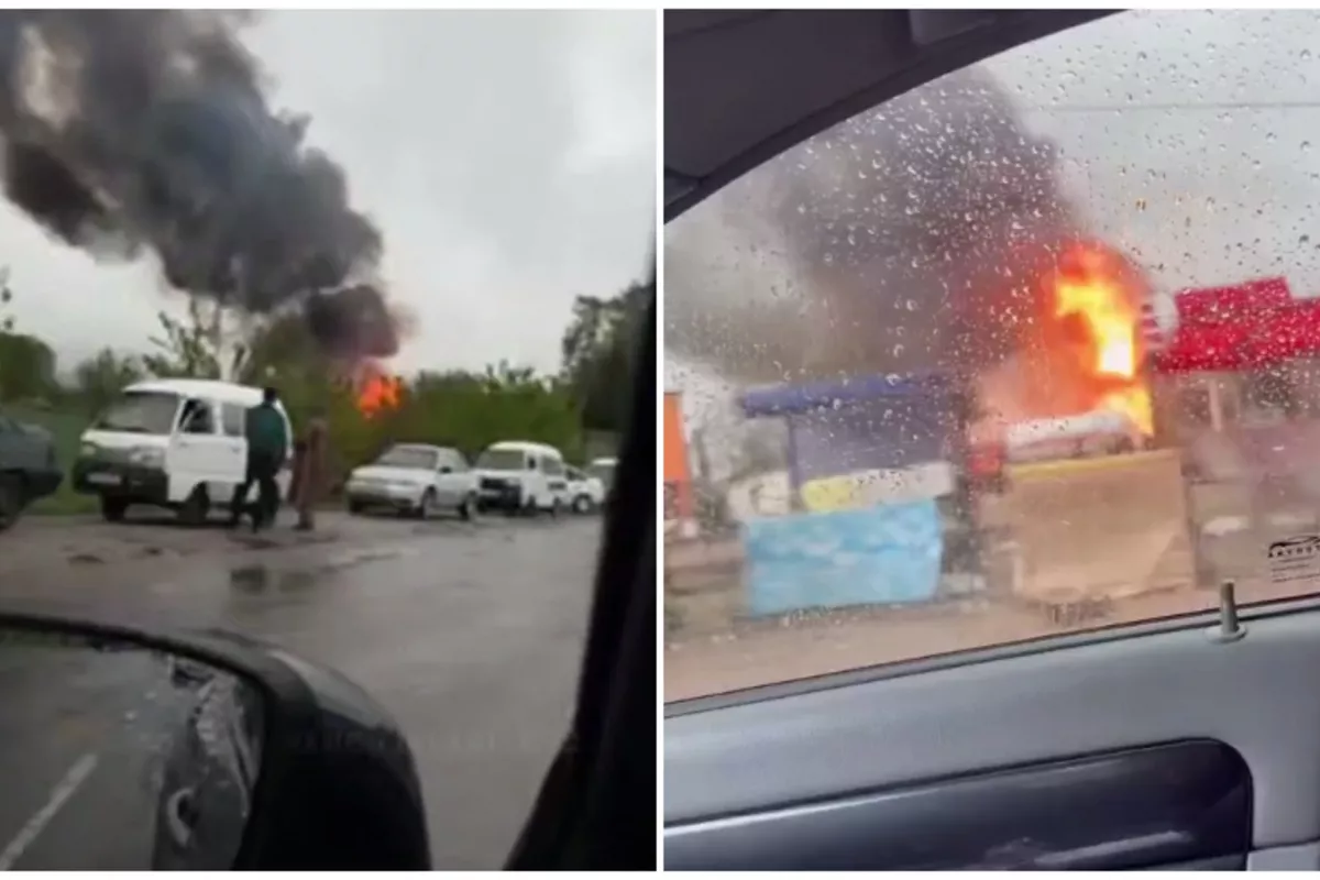Explosion at Uzbekistan's Gas Station Triggers Fire During Fuel Transfer