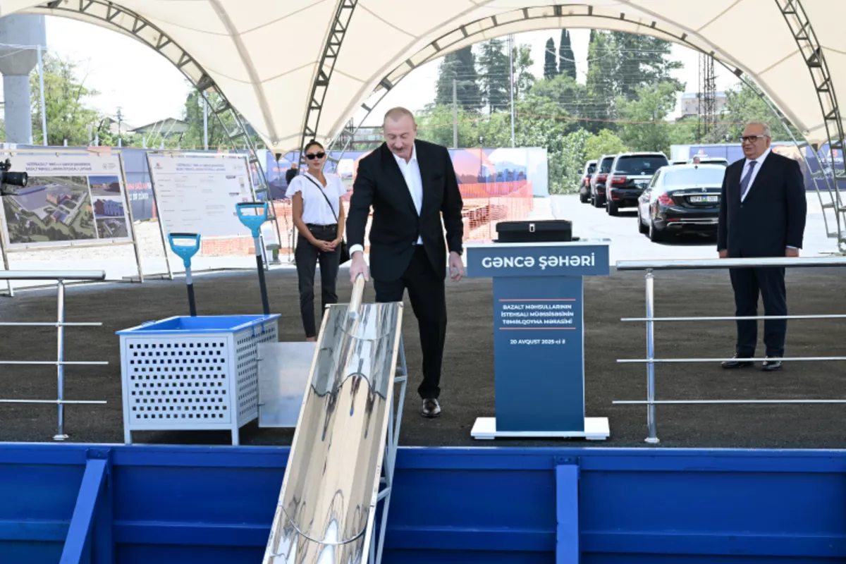 Azerbaijani President, First Lady Launch New Basalt Factory in Ganja