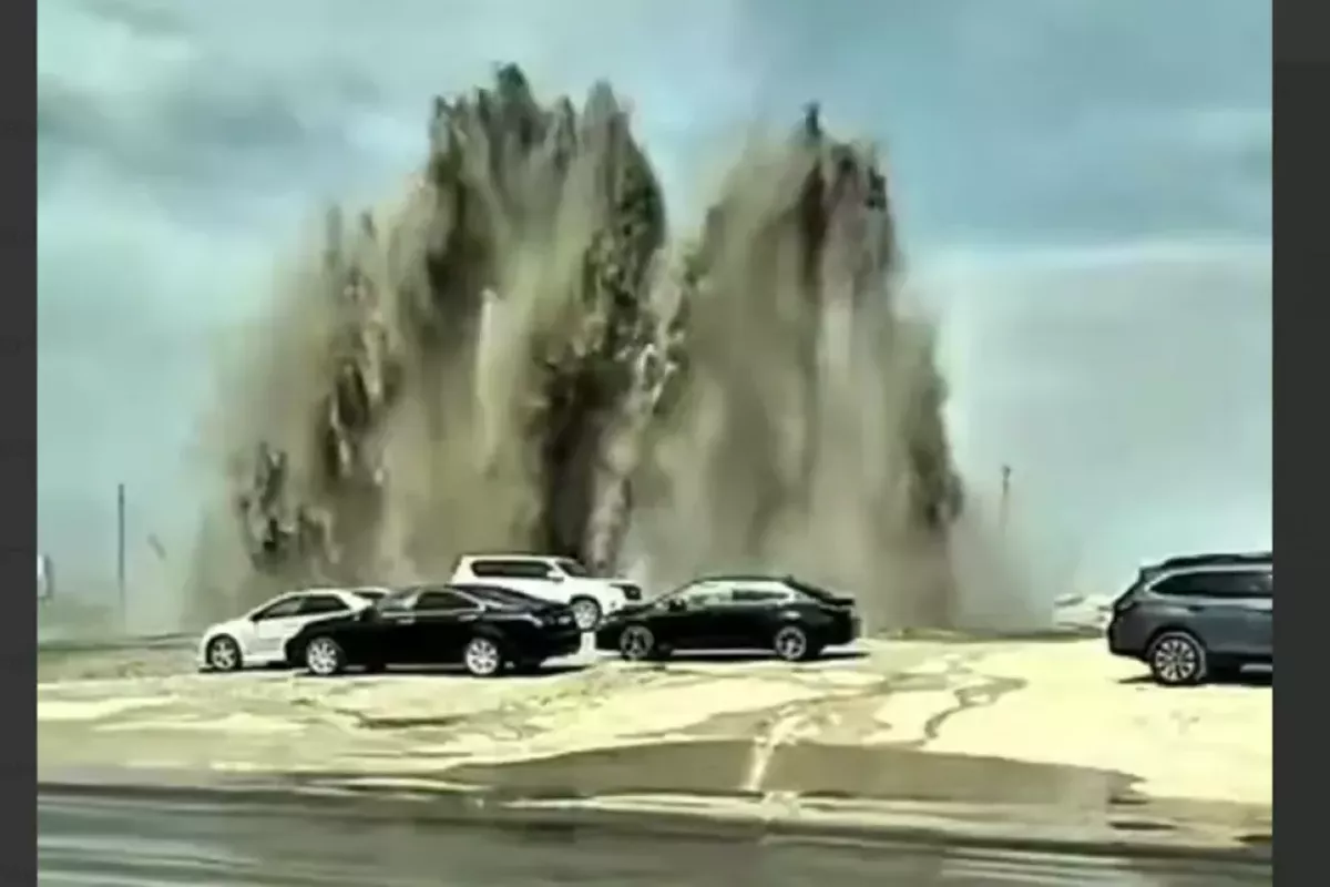 Kazakhstan Sees Powerful Ground Eruption as Water Gushes Sky-High - VIDEO