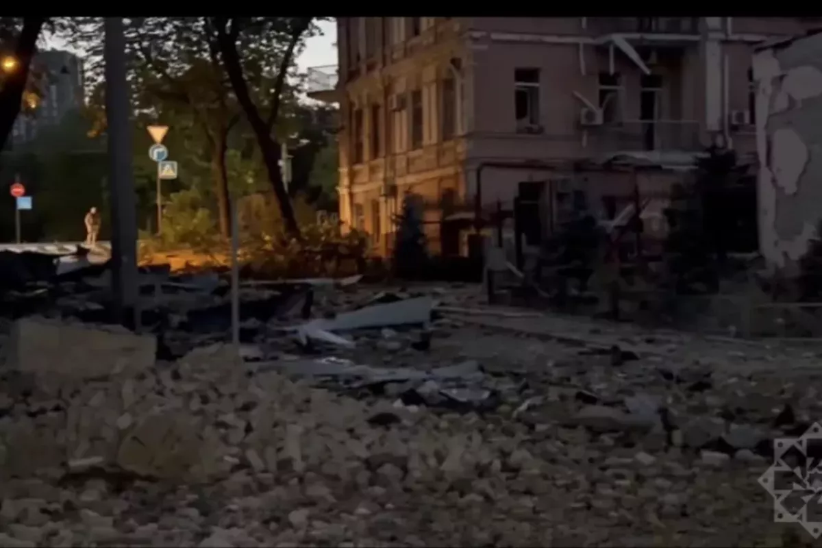 Russian Missile Strike Damages Area Near Azerbaijani Embassy in Kyiv