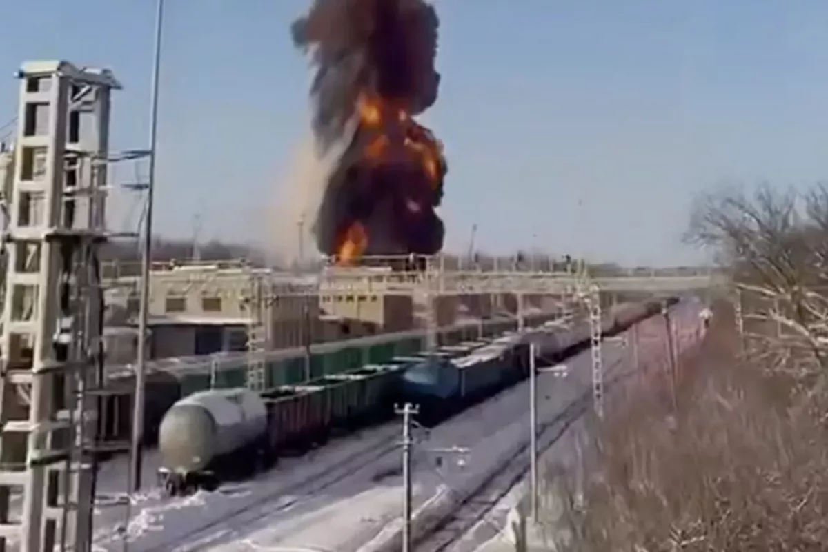 Gasoline Train Derails in Russia, Causing Fire