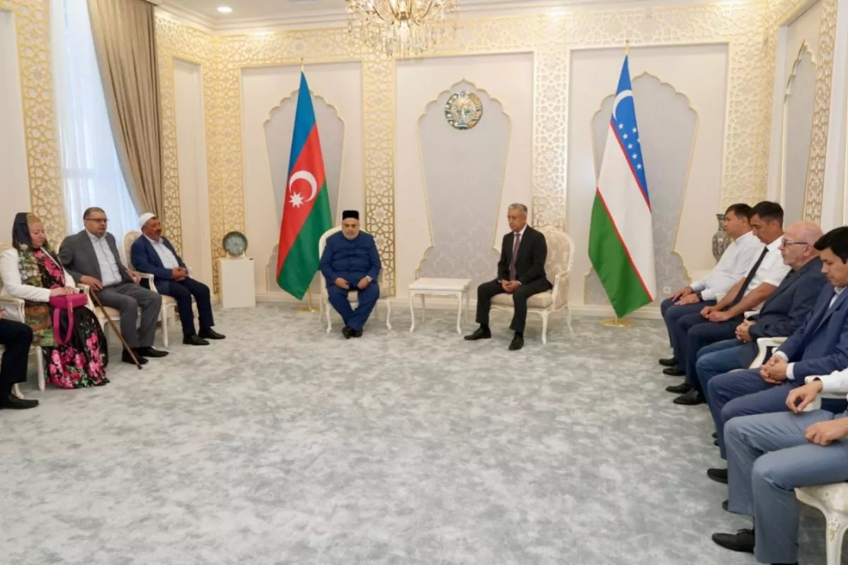 Sheikhulislam Allahshukur Pashazade Visits Uzbekistan Embassy in Baku