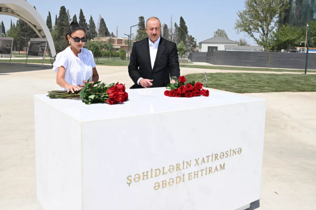 Azerbaijani President and First Lady Review Construction Work at Ganja Memorial Complex