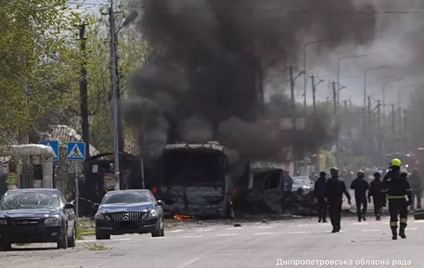 Russian Drone Strike Hits Dnipro, Leaving Fire and Casualties