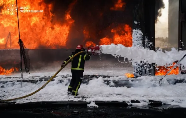 Russian Strike Sparks Major Fire at Industrial Facility in Ukraine’s Poltava