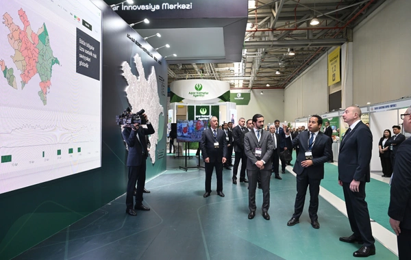 President Ilham Aliyev Views InterFood Azerbaijan and Caspian Agro Exhibitions