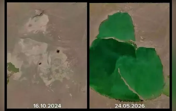 Giant Lake Emerges in Uzbekistan’s Desert After Extreme Rainfall