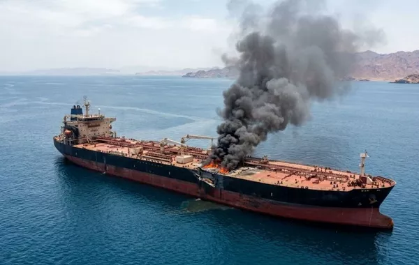 Supertanker Catches Fire After Hitting Mines in Strait of Hormuz