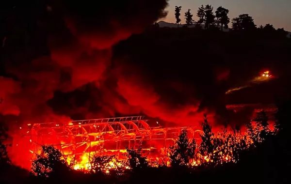 Massive Fire Engulfs Banana Greenhouse in Türkiye - VIDEO