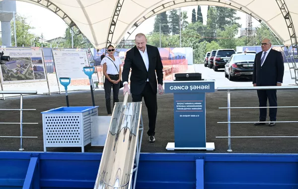 Azerbaijani President, First Lady Launch New Basalt Factory in Ganja