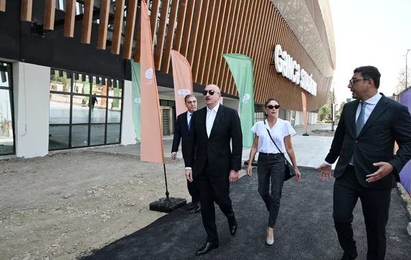 Azerbaijani President, First Lady Review Progress at Ganja City Stadium
