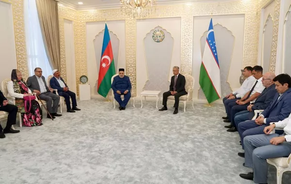 Sheikhulislam Allahshukur Pashazade Visits Uzbekistan Embassy in Baku