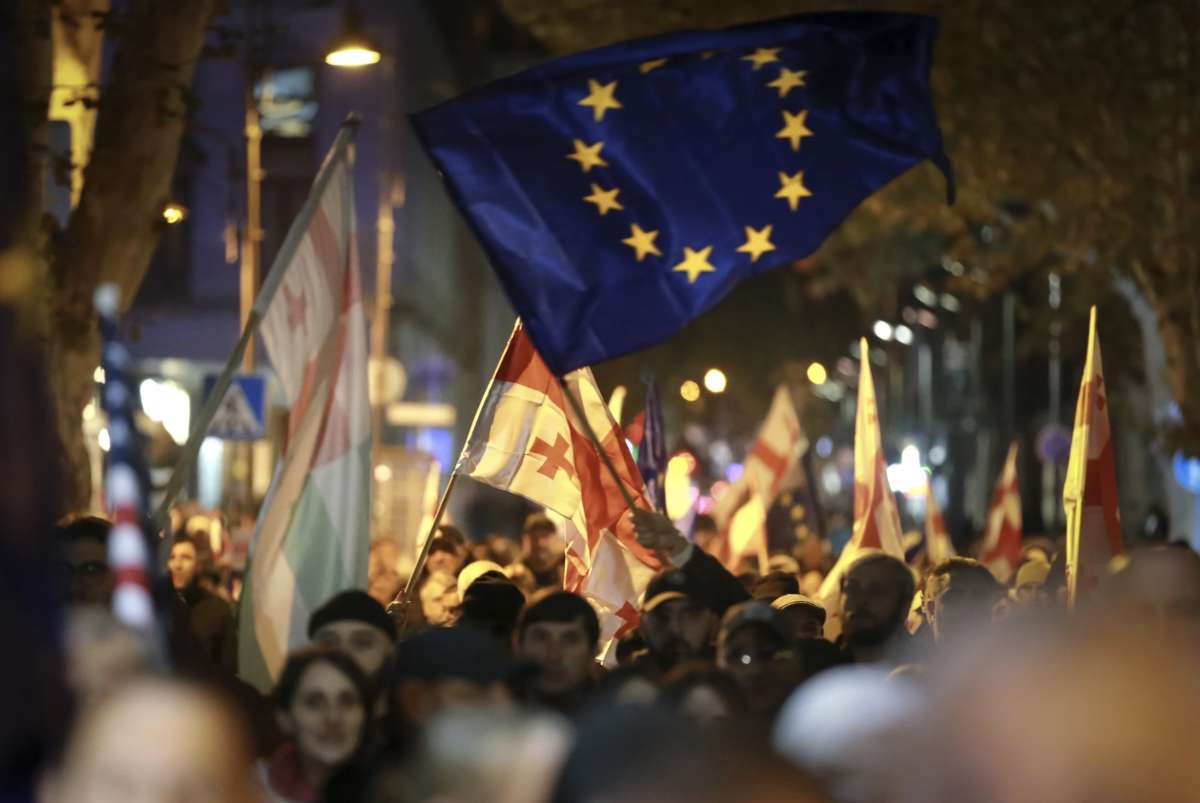 Protesters Gather Again Outside Georgia’s Parliament After EU Bid Suspension